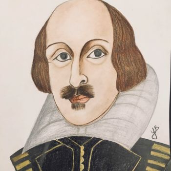 Painting titled "William Shakespeare" by Y.B, Original Artwork, Pencil