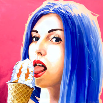 「Girl with ice cream」というタイトルの絵画 Yaseneva Svetlanaによって, オリジナルのアートワーク, アクリル