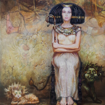 Painting titled "Nefertiti and her p…" by Yaseneva Svetlana, Original Artwork, Oil