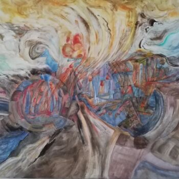 Pittura intitolato "Explosion" da Yasmina Naessens, Opera d'arte originale, Olio