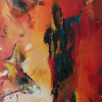 Painting titled "Soleil-Rouge-92x73.…" by Dyasmines, Original Artwork, Oil