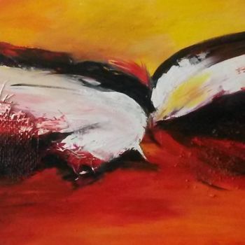 Painting titled "ERUPTION-50x100" by Dyasmines, Original Artwork, Oil