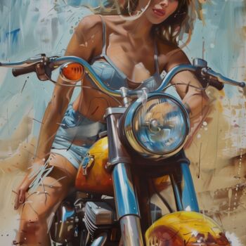 Peinture intitulée "Biker Babe" par Yass, Œuvre d'art originale, Acrylique