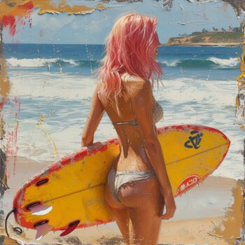 Ζωγραφική με τίτλο "Surfing Serenade" από Yass, Αυθεντικά έργα τέχνης, Ακρυλικό