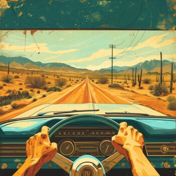 Painting titled "Retro Road Trip" by Yass, Original Artwork, Acrylic
