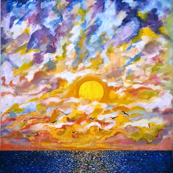 Pintura intitulada "Coucher de soleil" por Yassine Ounis, Obras de arte originais, Acrílico