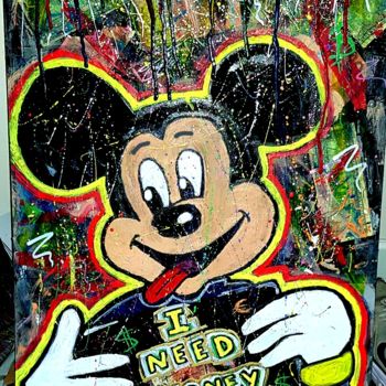 Peinture intitulée "I need money" par Yassine Bdg, Œuvre d'art originale, Acrylique