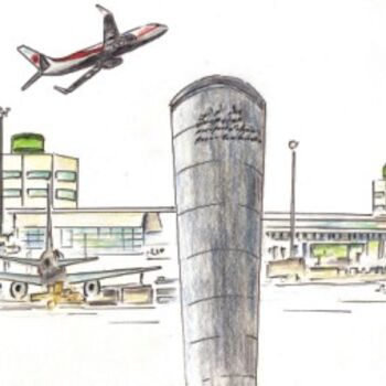 Malerei mit dem Titel "Aeroport internatio…" von Art-Is, Original-Kunstwerk