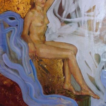Ζωγραφική με τίτλο "Golden nude" από Nataliya Yatel, Αυθεντικά έργα τέχνης, Λάδι