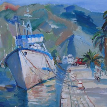 Painting titled "OLD SHIP" by Nataliya Yatel, Original Artwork, Oil