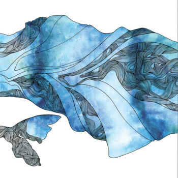 Dessin intitulée "Wind from the sea" par Yauheniya Oshmian, Œuvre d'art originale, Encre