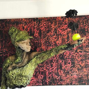 Скульптура под названием "ma planette" - Yavo, Подлинное произведение искусства, Рисунок распылителем краски Установлен на Д…