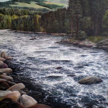 Pintura intitulada "Шум реки" por Yavorivskiy Alexander, Obras de arte originais, Óleo