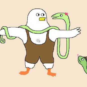 Drawing titled "Snake Trainer" by Kai-Yu Sun, Original Artwork