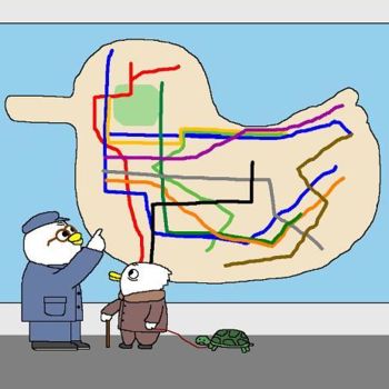 Drawing titled "Subway Map" by Kai-Yu Sun, Original Artwork