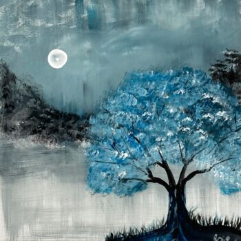 Peinture intitulée "Feuillage Bleu" par Yba Paye Rose, Œuvre d'art originale, Acrylique