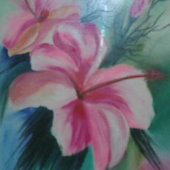Peinture intitulée "Hibiscus roses" par Ycrina, Œuvre d'art originale
