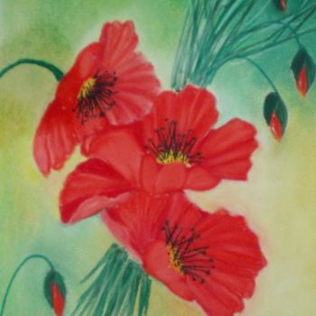 Painting titled "Coquelicots 3" by Ycrina, Original Artwork