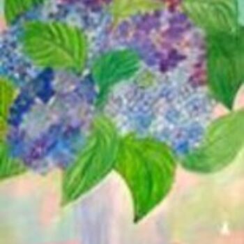 Картина под названием "Hortensias bleus" - Ycrina, Подлинное произведение искусства