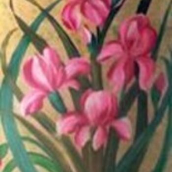 Peinture intitulée "Iris roses" par Ycrina, Œuvre d'art originale