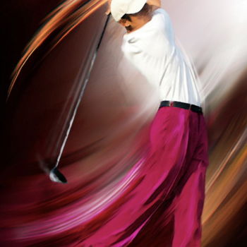 Arts numériques intitulée "GOLF SWING MAUVE GF…" par Ydan Sarciat, Œuvre d'art originale, Peinture numérique