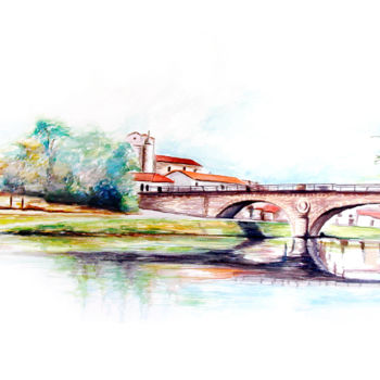 「Pont de Saubusse」というタイトルのデジタルアーツ Ydan Sarciatによって, オリジナルのアートワーク, デジタル絵画