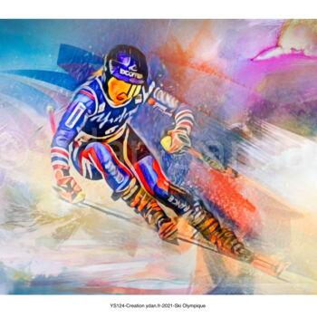 Digital Arts titled "Ski Olympique" by Ydan Sarciat, Original Artwork, Digital Painting