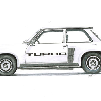 "Renault 5 turbo" başlıklı Resim Dessinludo tarafından, Orijinal sanat, Işaretleyici