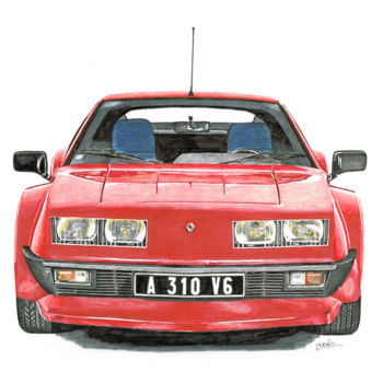 Drawing titled "Alpine A310 V6" by Dessinludo, Original Artwork, Marker