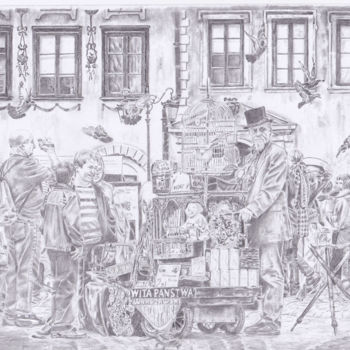 Dessin intitulée "Scène de rue Wita" par Dessinludo, Œuvre d'art originale, Graphite