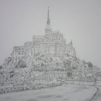 Dibujo titulada "Mont St Michel" por Dessinludo, Obra de arte original, Grafito