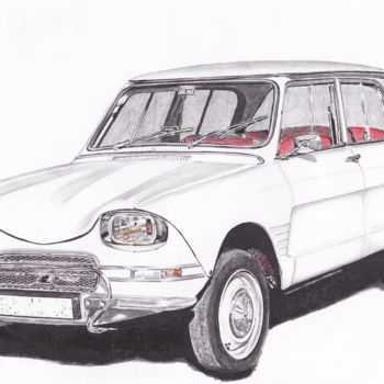 「Citroën Ami 6」というタイトルの描画 Dessinludoによって, オリジナルのアートワーク, マーカー