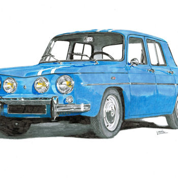 Desenho intitulada "Renault 8 Gordini" por Dessinludo, Obras de arte originais, Marcador