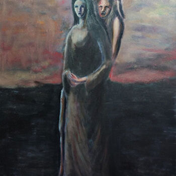 Painting titled "Mother and child" by Yehor Bulbak, Original Artwork, Oil