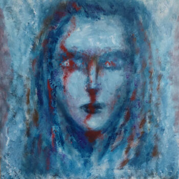 Schilderij getiteld "Blue face" door Yehor Bulbak, Origineel Kunstwerk, Olie