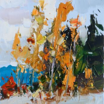 Картина под названием "Mountains Painting…" - Yehor Dulin, Подлинное произведение искусства, Масло