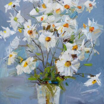 Peinture intitulée "" Chrysanthemums"" par Yehor Dulin, Œuvre d'art originale, Huile