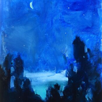 Malerei mit dem Titel ""moonlit night "" von Yehor Dulin, Original-Kunstwerk, Öl