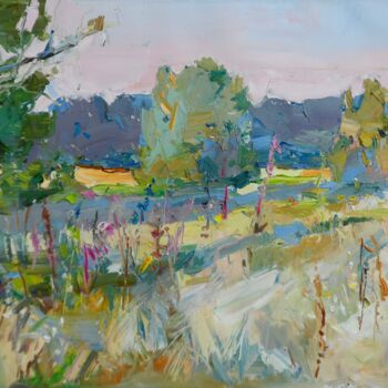 Peinture intitulée "" Evening field "" par Yehor Dulin, Œuvre d'art originale, Huile