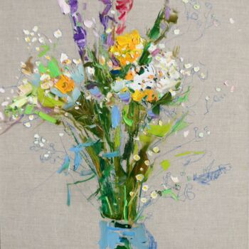 Painting titled "" Wildflowers "" by Yehor Dulin, Original Artwork, Oil