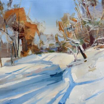 Painting titled ""Winter forest "" by Yehor Dulin, Original Artwork, Oil