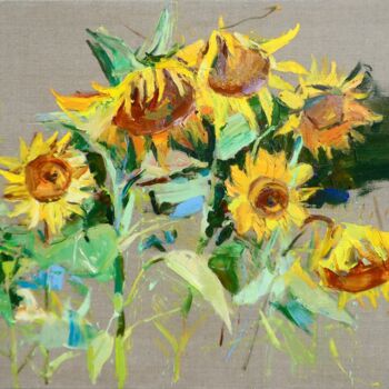 Malerei mit dem Titel "Sunflowers" von Yehor Dulin, Original-Kunstwerk, Öl