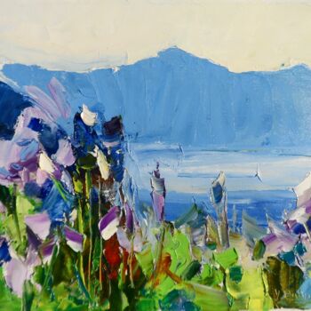 Painting titled "Flowers in the moun…" by Yehor Dulin, Original Artwork, Oil