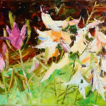 Peinture intitulée "Lilies  flowers" par Yehor Dulin, Œuvre d'art originale, Huile