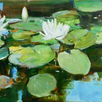 Картина под названием "Water Lilies" - Yehor Dulin, Подлинное произведение искусства, Масло