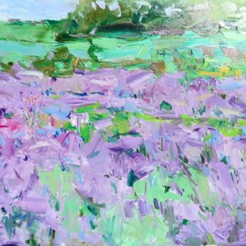 Peinture intitulée "Lavender Field land…" par Yehor Dulin, Œuvre d'art originale, Huile