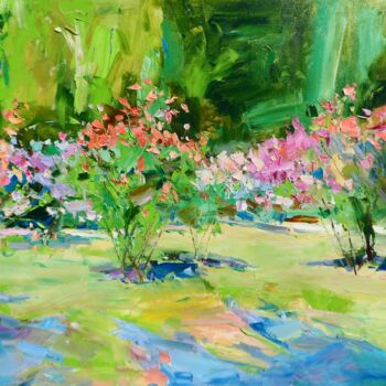 Peinture intitulée "Rose garden painting" par Yehor Dulin, Œuvre d'art originale, Huile