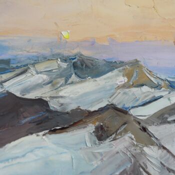 Painting titled "Winter mountains Al…" by Yehor Dulin, Original Artwork, Oil