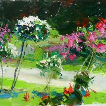 Painting titled "My garden. Roses pa…" by Yehor Dulin, Original Artwork, Oil
