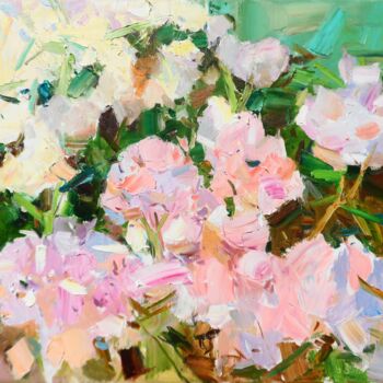 Painting titled "Rhododendron" by Yehor Dulin, Original Artwork, Oil